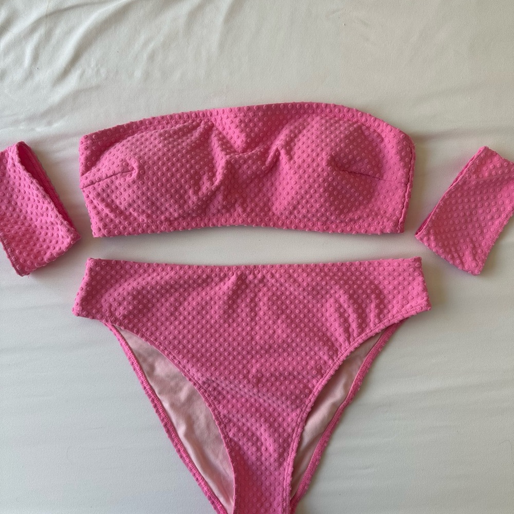 CUPSHE Hot Pink Textured Bikini Set